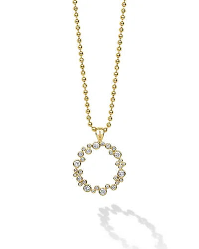Lagos 18k Yellow Gold Fizz Diamond Bezel Circle Pendant Necklace, 16-18