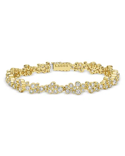 Lagos 18k Yellow Gold Fizz Diamond Bezel Cluster Tennis Bracelet