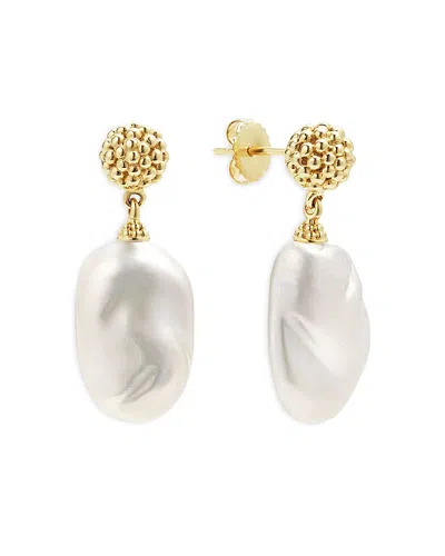 Lagos 18k Yellow Gold Luna Cultured Freshwater Baroque Pearl Drop Earrings