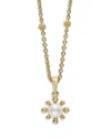 Lagos 18k Yellow Gold Luna Cultured Pearl & Diamond Fleur Pendant Necklace, 16-18 In Gold