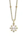 Lagos 18k Yellow Gold Luna Cultured Pearl & Diamond Fleur Pendant Necklace, 16-18 In Gold