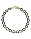 Lagos 18k Yellow Gold Matte Black Ceramic Oval Link Bracelet In Multi