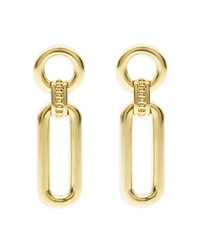 LAGOS 18K YELLOW GOLD SIGNATURE CAVIAR LINK DROP EARRINGS