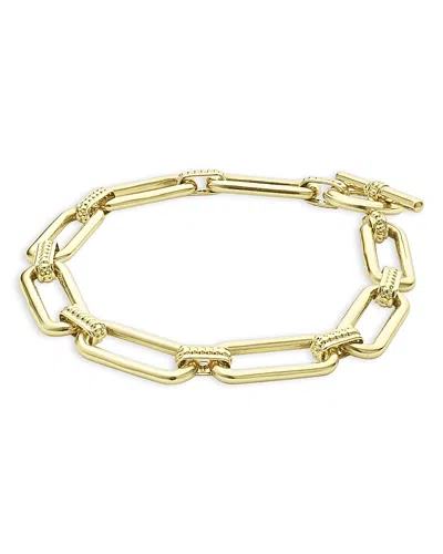Lagos 18k Yellow Gold Signature Caviar Smooth Oval Chain Bracelet, 8