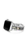 Lagos 18k Yellow Gold Smart Caviar Half Diamond Apple Watch Bracelet, 38-45mm In Silver/black