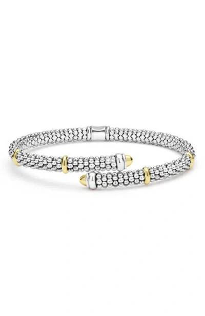 Lagos 2-tone Caviar Versa Bypass Bracelet In Metallic