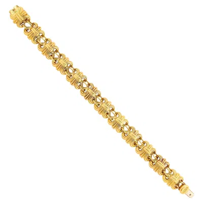 Pre-owned Lagos 22 Karat And 18 Karat Yellow Gold Fleur De Lis Link Bracelet