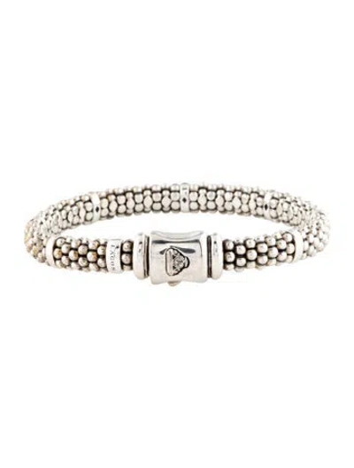 Pre-owned Lagos 6mm Station Caviar Bracelet, 5.5" In Multicolor