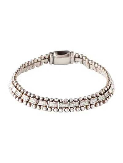 Pre-owned Lagos 7mm Diamond Link Caviar Spark Bracelet, 6.75" In Multicolor
