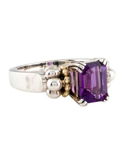 Pre-owned Lagos Amethyst Glacier Cocktail Ring In Multi