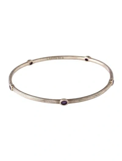 Pre-owned Lagos Amethyst Station Bangle, 8.25" In Multicolor
