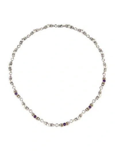 Pre-owned Lagos Amethyst Station Necklace, 17" In Multi