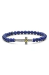 Lagos Anthem Cross Lapis Beaded Stretch Bracelet In Blue