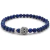 Lagos Anthem Lapis Skull Stretch Bracelet In Silver/laplis