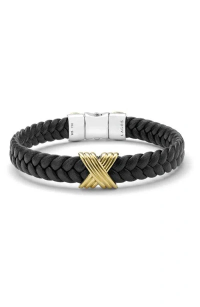 Lagos Anthem Leather X Bracelet In Black