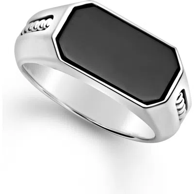 Lagos Anthem Onyx Signet Ring In Black