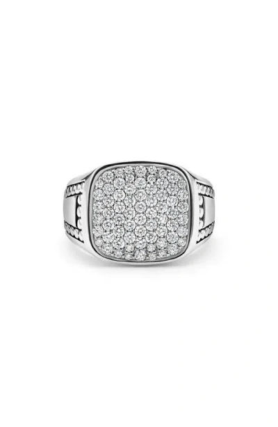 Lagos Anthem Pavé Diamond Signet Ring In Silver