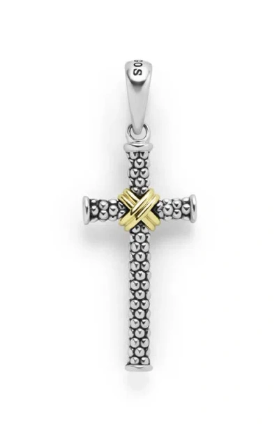 Lagos Men's 18k Yellow Gold Sterling Silver Anthem Caviar Bead X Cross Pendant - Exclusive In Two-tone