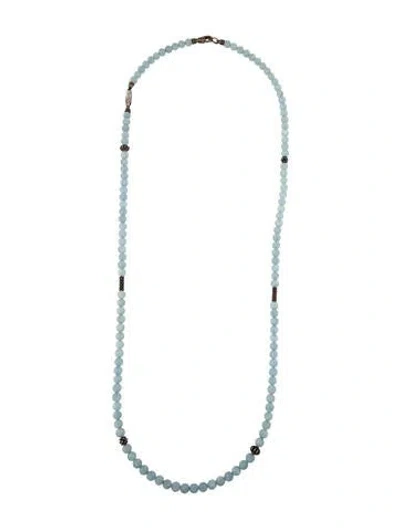 Pre-owned Lagos Aquamarine Bead Strand Necklace, 34" In Multicolor