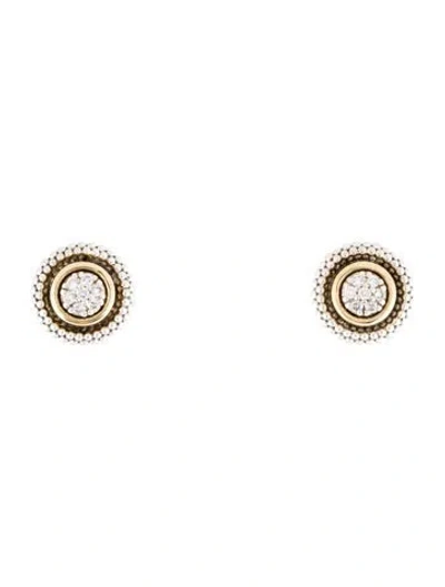 Pre-owned Lagos Beaded Diamond Stud Earrings In Multi