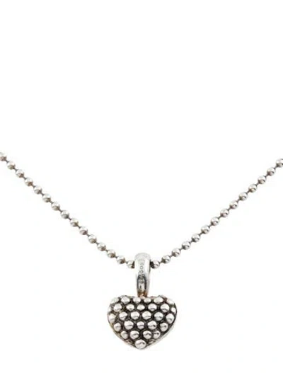 Pre-owned Lagos Beaded Heart Pendant Necklace, 34" In Multi