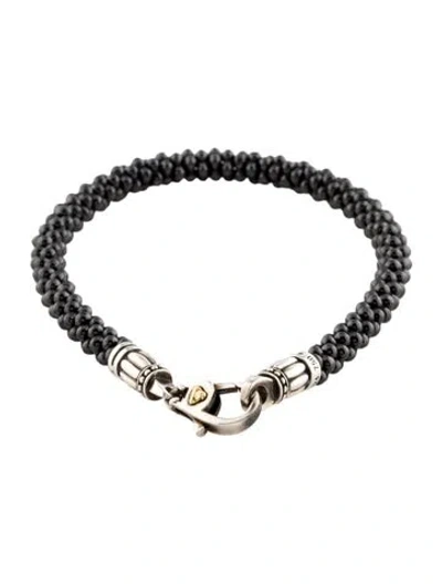 Pre-owned Lagos Black Caviar Beaded Bracelet, 7"