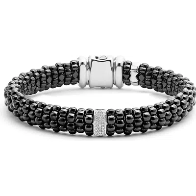 Lagos Black Caviar Bracelet In Black/silver