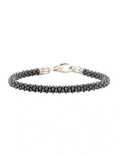 Pre-owned Lagos Black Caviar Ceramic Bracelet, 6.75"