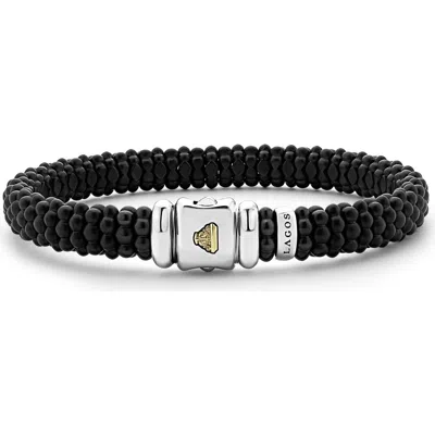 Lagos Black Caviar Pavé Diamond Station Bracelet