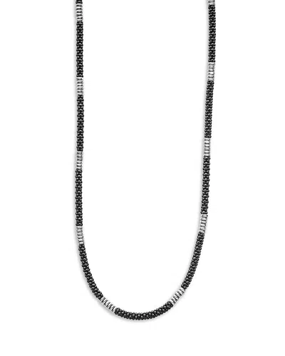 Lagos Black Caviar Silver Station Ceramic Beaded Necklace, 18 In Black/silver