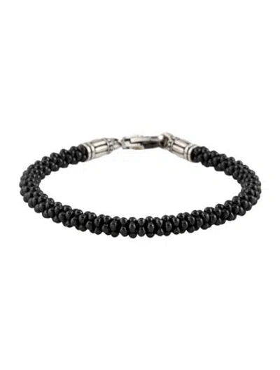 Pre-owned Lagos Black Ceramic Caviar Beaded Bracelet, 6.75"