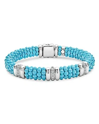 Lagos Blue Caviar & Diamond Sterling Silver Bracelet, 6 In Blue/silver