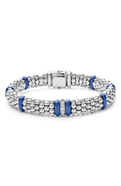Lagos Blue Caviar Ceramic Station Rope Bracelet In Metallic