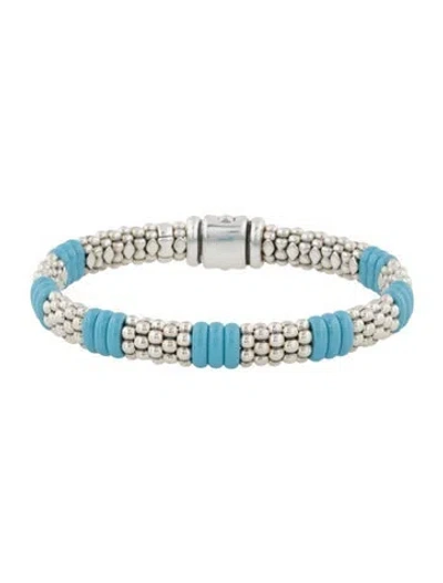 Pre-owned Lagos Blue Ceramic Caviar Beaded Bracelet In Multicolor