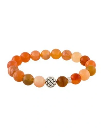Pre-owned Lagos Carnelian Maya Bead Bracelet, 6.5" In Multi