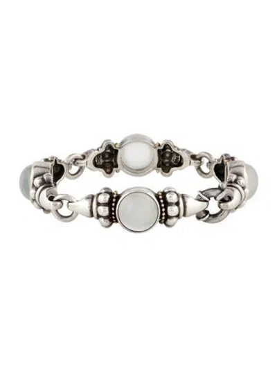 Pre-owned Lagos Cat's Eye Moonstone Station Link Bracelet, 7.25" In Multi