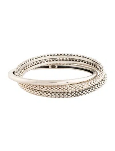 Pre-owned Lagos Caviar 3 Rolling Bangle Set, 8" In Multicolor