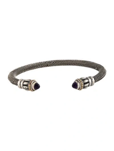 Pre-owned Lagos Caviar Amethyst Cuff Bracelet, 6.75" In Multicolor