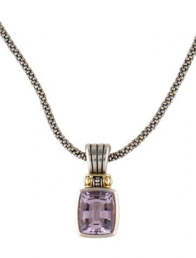 Pre-owned Lagos Caviar Amethyst Pendant Necklace, 16" In Multi