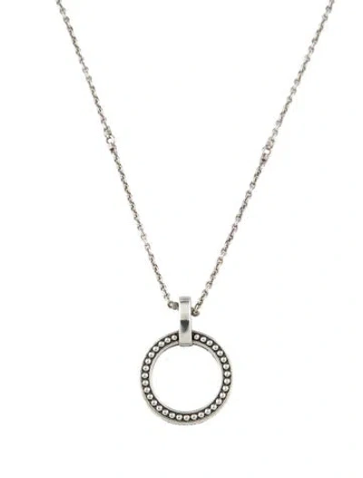 Pre-owned Lagos Caviar Beaded Circle Pendant Necklace, 18" In Multi