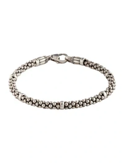 Pre-owned Lagos Caviar Beaded Five Station Bracelet, 6.75" In Multicolor