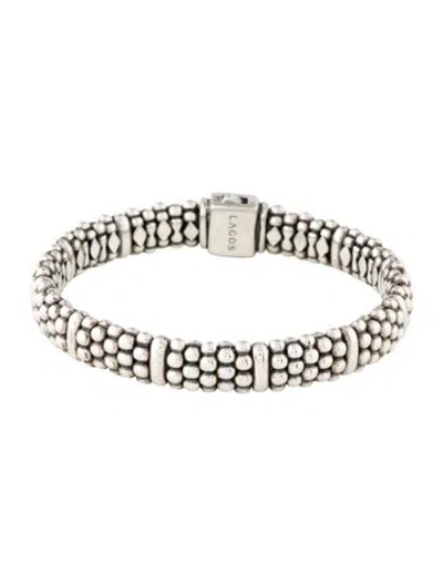Pre-owned Lagos Caviar Beaded Station Bracelet, 6.75" In Multi
