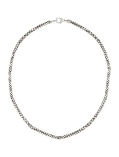 Pre-owned Lagos Caviar Beaded Station Necklace, 18.25" In Multicolor