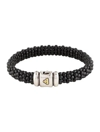 Pre-owned Lagos Caviar Black Ceramic Beaded Bracelet, 6.75"