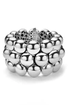 Lagos Sterling Silver Caviar Bubbly Beaded Wide Bangle Bracelet In Metallic