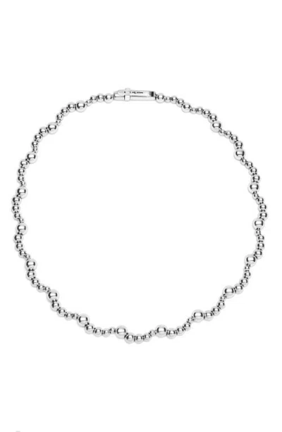 Lagos Caviar Bubbly Bead Wavy Collar Necklace In Silver