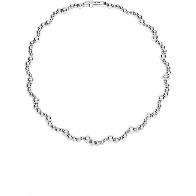 Lagos Caviar Bubbly Bead Wavy Collar Necklace In Silver