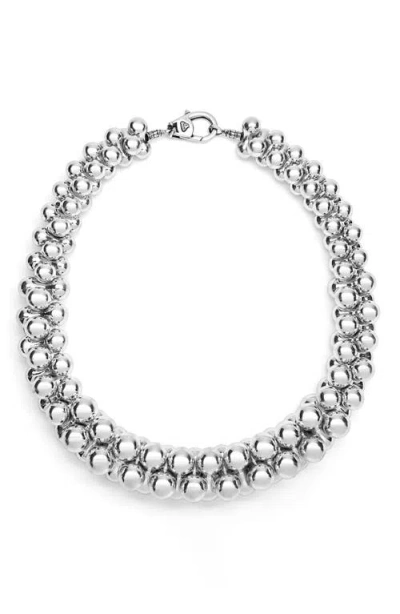 Lagos Caviar Bubbly Beaded Collar Necklace In Silver