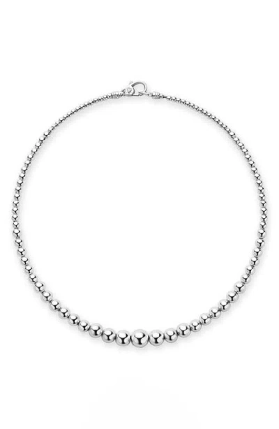 Lagos Caviar Bubbly Graduated Bead Collar Necklace In Silver