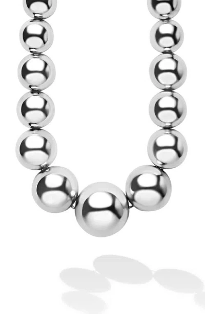 Lagos Caviar Bubbly Graduated Bead Long Necklace In Silver